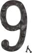 rustic cast iron house number 9 with vintage hammered look - heavy duty, maximum rust protection for outdoor address display logo