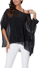 img 3 attached to Vanbuy Women'S Casual Loose Sheer Blouse Shirt With Printed Batwing Sleeves And Chiffon Poncho For Summer