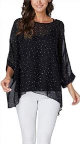 img 2 attached to Vanbuy Women'S Casual Loose Sheer Blouse Shirt With Printed Batwing Sleeves And Chiffon Poncho For Summer