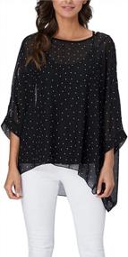 img 4 attached to Vanbuy Women'S Casual Loose Sheer Blouse Shirt With Printed Batwing Sleeves And Chiffon Poncho For Summer