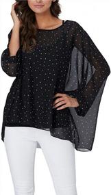 img 1 attached to Vanbuy Women'S Casual Loose Sheer Blouse Shirt With Printed Batwing Sleeves And Chiffon Poncho For Summer