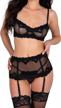 elevate your lingerie collection with yandy's premium elegant set - sheer underwire cups, removable garter, high waist cut & g-string underwear logo