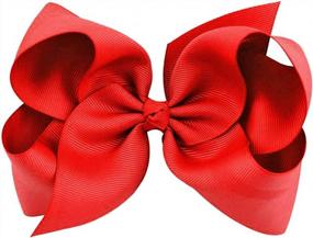 img 2 attached to Grosgrain Hair Clips With 6" Bows For Girls - Alligator Clip Hair Accessories By CoverYourHair