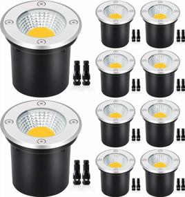 img 4 attached to SUNVIE Low Voltage Landscape Lights With Wire Connectors 12W LED Well Lights IP67 Waterproof Outdoor In-Ground Lights 12V-24V Warm White Pathway Garden Lights For Driveway Deck (10 Pack & Connectors)