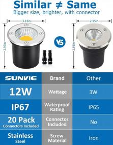 img 2 attached to SUNVIE Low Voltage Landscape Lights With Wire Connectors 12W LED Well Lights IP67 Waterproof Outdoor In-Ground Lights 12V-24V Warm White Pathway Garden Lights For Driveway Deck (10 Pack & Connectors)