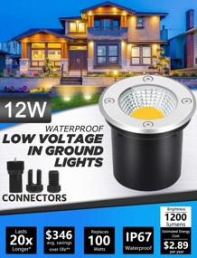 img 3 attached to SUNVIE Low Voltage Landscape Lights With Wire Connectors 12W LED Well Lights IP67 Waterproof Outdoor In-Ground Lights 12V-24V Warm White Pathway Garden Lights For Driveway Deck (10 Pack & Connectors)