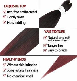 img 2 attached to 32 Inch Braiding Hair Extensions - Professional Synthetic Crochet Braids With Soft Yaki Texture And Hot Water Setting - Ombre Black To Burgundy Color