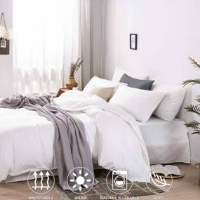 img 2 attached to Nanko Queen Duvet Cover Set White - 90x90 Soft Bedding Cover with Zip and Ties - Modern Style Comforter Quilt Cover for Men and Women