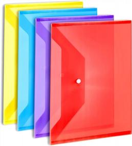 img 4 attached to Organize With Ease: 4 Pack Clear Plastic Envelopes With Snap Closure, Perfect For School And Office Filing - LEOBRO US Letter A4 Size