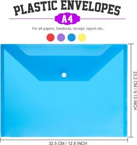 img 3 attached to Организуйте с легкостью: 4 упаковки прозрачных пластиковых конвертов с защелкой, идеально подходящих для школьных и офисных папок - LEOBRO US Letter A4 Размер