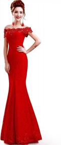 img 3 attached to Red Off Shoulder Mermaid Evening Dress - Babyonline® Formal Bridesmaid Gown