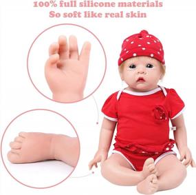 img 3 attached to Realistic 18-Inch Full Body Silicone Baby Doll With Hair - Soft Newborn Reborn Dolls Made Of Silicone Material, Not Vinyl - Girl