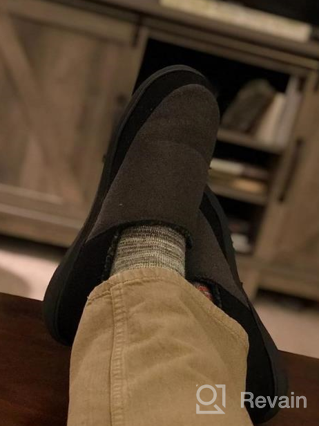 img 1 attached to Zigzagger Men'S Fuzzy Fleece Slippers With Memory Foam, Indoor Outdoor Warm Winter House Shoes, Hard Soled Wide Width Home Slippers review by Daniel Steele