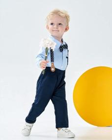 img 2 attached to Наряд для новорожденного мальчика - детский комбинезон с буквенным принтом, комплект длинных штанов и шляпа - одежда для малышей из 3 предметов для маленьких мальчиков