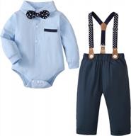 наряд для новорожденного мальчика - детский комбинезон с буквенным принтом, комплект длинных штанов и шляпа - одежда для малышей из 3 предметов для маленьких мальчиков логотип