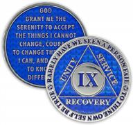 blue triplate 9 year sobriety coin: aa recovery anniversary token for a lasting legacy logo