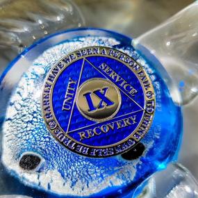 img 1 attached to Blue Triplate 9 Year Sobriety Coin: AA Recovery Anniversary Token For A Lasting Legacy