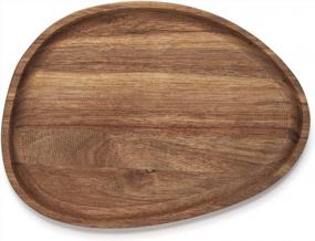 img 4 attached to 10.2X7.7X0.8 Inch Acacia Wood Serving Tray Platter Plate For Snacks, Bread, Fruit Salad & Cheese Board