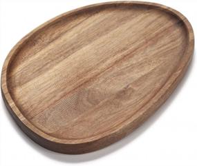img 2 attached to 10.2X7.7X0.8 Inch Acacia Wood Serving Tray Platter Plate For Snacks, Bread, Fruit Salad & Cheese Board