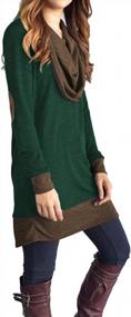 img 2 attached to Stay Cozy In Style With Famulily Women'S Two-Tone Cowl Neck Pullovers Featuring Elbow Patches And A Loose Tunic Fit