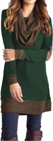 img 3 attached to Stay Cozy In Style With Famulily Women'S Two-Tone Cowl Neck Pullovers Featuring Elbow Patches And A Loose Tunic Fit