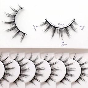 img 2 attached to 6 Pairs Natural Look 3D False Eyelashes - Veleasha Manga Lashes Wispy & Lightweight Anime (9-13Mm)