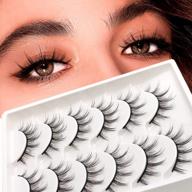 6 pairs natural look 3d false eyelashes - veleasha manga lashes wispy & lightweight anime (9-13mm) logo