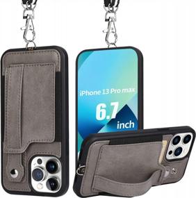 img 4 attached to TOOVREN IPhone 13 Pro Max Case Wallet, Compatible With IPhone 13 Pro Max Case With Card Holder Kickstand Adjustable Detachable Necklace, IPhone Lanyard For IPhone 13 Pro Max 6.7 Inch 2021 Gray