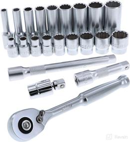 img 1 attached to 🔧 Optimized 22-Piece Standard and Deep Socket Tray Set for 3/8” Drive