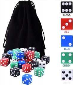 img 1 attached to Enhance Your Game Nights With AUSTOR'S 50-Piece Dice Set: Perfect For Tenzi, Farkle, Yahtzee, Bunco And Math Lessons, And Comes With Velvet Storage Bag!