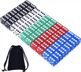 img 4 attached to Enhance Your Game Nights With AUSTOR'S 50-Piece Dice Set: Perfect For Tenzi, Farkle, Yahtzee, Bunco And Math Lessons, And Comes With Velvet Storage Bag!