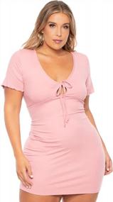 img 4 attached to Plus Size V Neck Bodycon Mini Dress By ROSIANNA