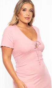 img 1 attached to Plus Size V Neck Bodycon Mini Dress By ROSIANNA