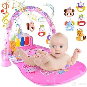 img 4 attached to 👶 Enhance Sensory and Motor Skills with Baby Play Gym Mat: Kick and Play Piano Gym for Newborns 0-12 Months