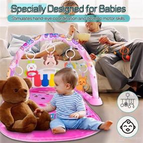 img 1 attached to 👶 Enhance Sensory and Motor Skills with Baby Play Gym Mat: Kick and Play Piano Gym for Newborns 0-12 Months