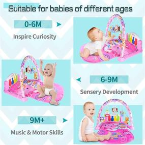 img 2 attached to 👶 Enhance Sensory and Motor Skills with Baby Play Gym Mat: Kick and Play Piano Gym for Newborns 0-12 Months