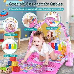 img 3 attached to 👶 Enhance Sensory and Motor Skills with Baby Play Gym Mat: Kick and Play Piano Gym for Newborns 0-12 Months