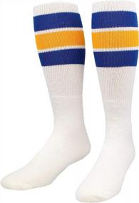img 4 attached to Retro Three Striped Tube Socks For Men And Women
