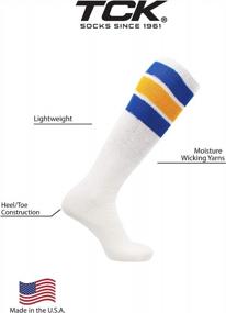 img 1 attached to Retro Three Striped Tube Socks For Men And Women