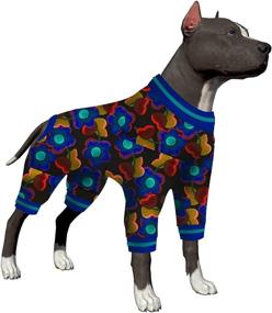 img 4 attached to 🐶 Stylish LovinPet Pet Apparel: Bottom Shirts for Dog Hoodies, Dog Onesie, Large Dog Pajamas with UV Protection and Easy Wearing – Summer Love Black/Blue Prints