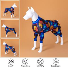 img 2 attached to 🐶 Stylish LovinPet Pet Apparel: Bottom Shirts for Dog Hoodies, Dog Onesie, Large Dog Pajamas with UV Protection and Easy Wearing – Summer Love Black/Blue Prints