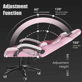 img 1 attached to Pink Gaming Chair, Reclining High Back PU Leather Office Desk Chair With Headrest And Lumbar Support, Adjustable Swivel Rolling Video Game Chairs Ergonomic Racing Computer Chair