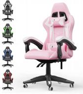 pink gaming chair, reclining high back pu leather office desk chair with headrest and lumbar support, adjustable swivel rolling video game chairs ergonomic racing computer chair logo
