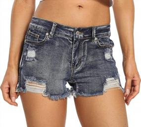 img 2 attached to Women'S Distressed Jean Shorts: Summer Stretch Denim Fray Hem Short Jeans By V VOCNI