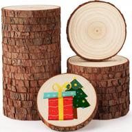 26 natural wood slices for diy rustic wedding & holiday decorations - unfinished circle kit 3.1"-3.5 logo