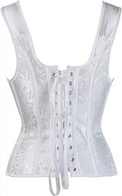 img 1 attached to Women'S Gothic Jacquard Shoulder Straps Tank Overbust Corset Bustier - Zhitunemi