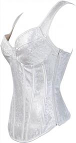 img 2 attached to Women'S Gothic Jacquard Shoulder Straps Tank Overbust Corset Bustier - Zhitunemi