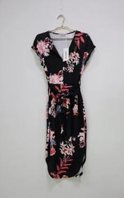 img 1 attached to Women'S Summer Dress: ECOWISH Floral Print Geometric Pattern Belted V-Neck Dress