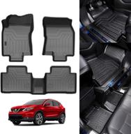 🚗 kust all weather floor mats for 2014-2020 nissan rogue (excluding 2021 rogue 3rd gen.), no select or sport models, black 2 row liner set with floor carpet liners logo