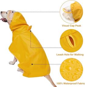 img 3 attached to Dog Raincoat: Waterproof Yellow Puppy Jacket with Hood, Leash Hole, and Adjustable Belly Straps - Lightweight and Breathable Rain Poncho for Small to Medium Dogs